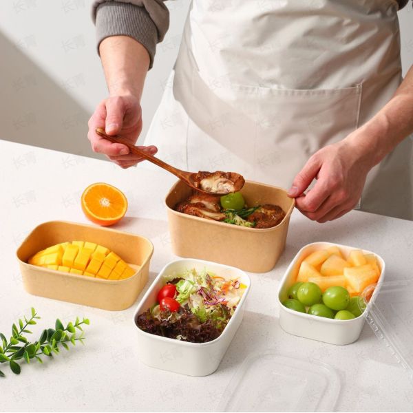 750ml Food Kraft Paper Bowl Matt Lamination With FDA Certified