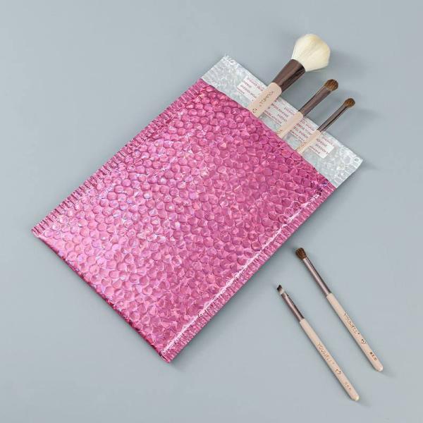 Custom Logo Holographic Bubble Bags Rose Red Gold Bubble Courier Bag