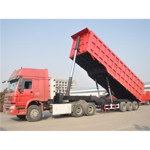 Color Custom Triple Axle Dump Trailer , 25 - 30 CBM Tipper Semi Trailer For Sand / Coal