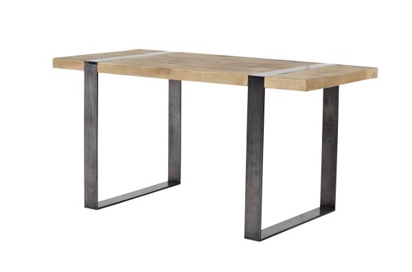 Natural Waterproof Pine Wood Dining Room Tables Matt Light Iron Legs Original Color