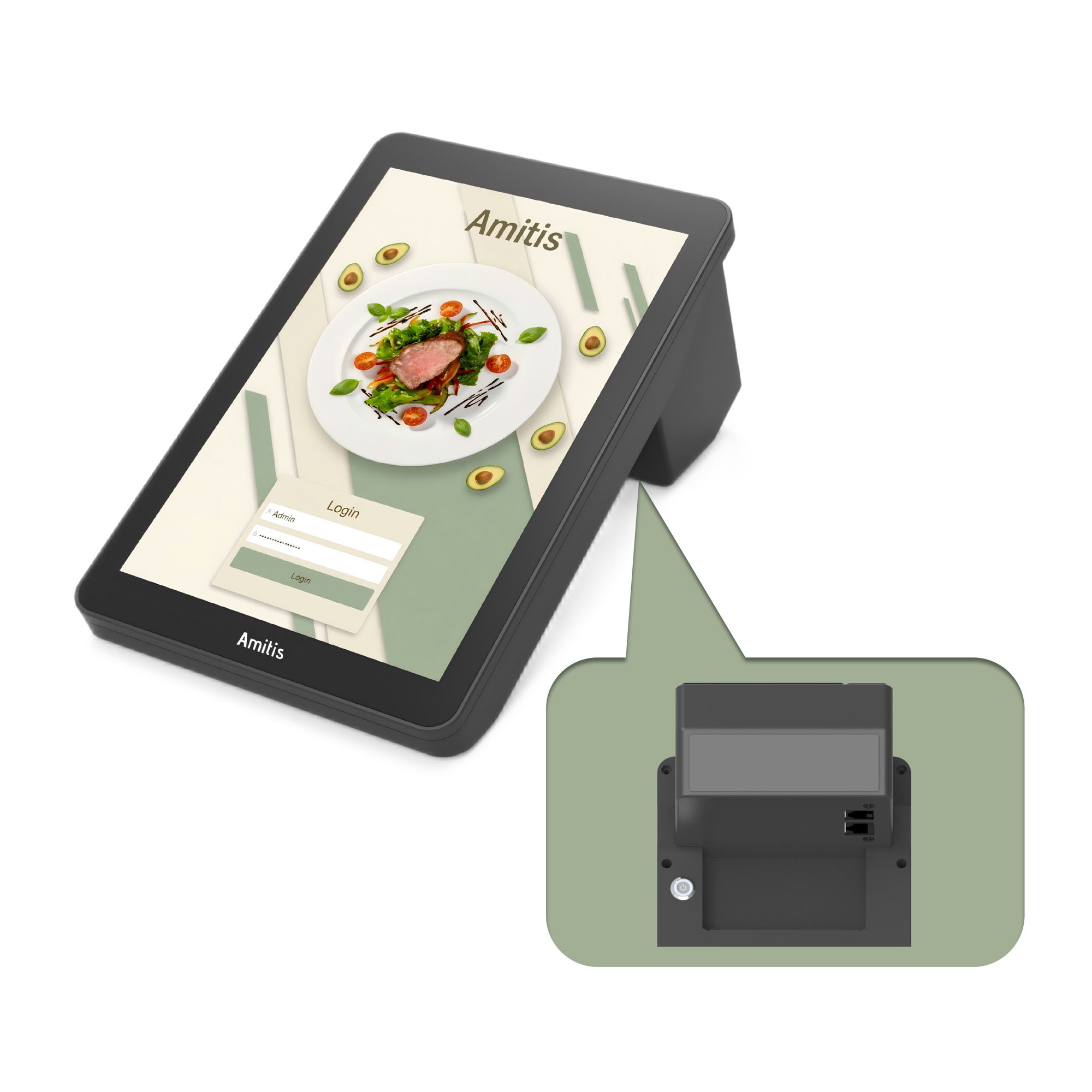 AMP08 Android POS Terminal With HDMI Port Optional NFC Module For High Connectivity