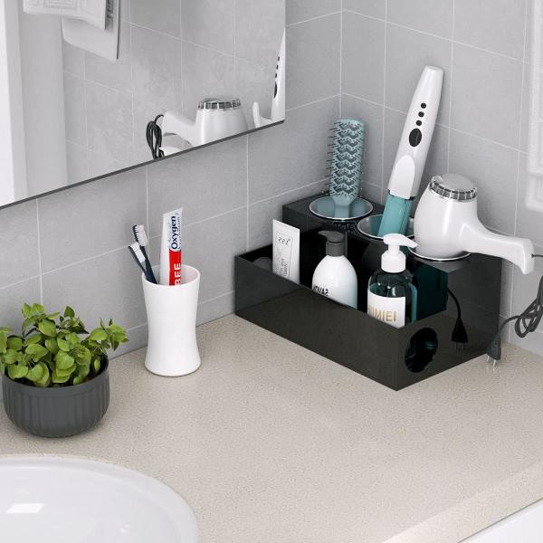 11.8x7.3x5.7inch Shelves Storage Rack Acrylic Desk Organizer Hair Tool Dryer Toiletries Storage Holder