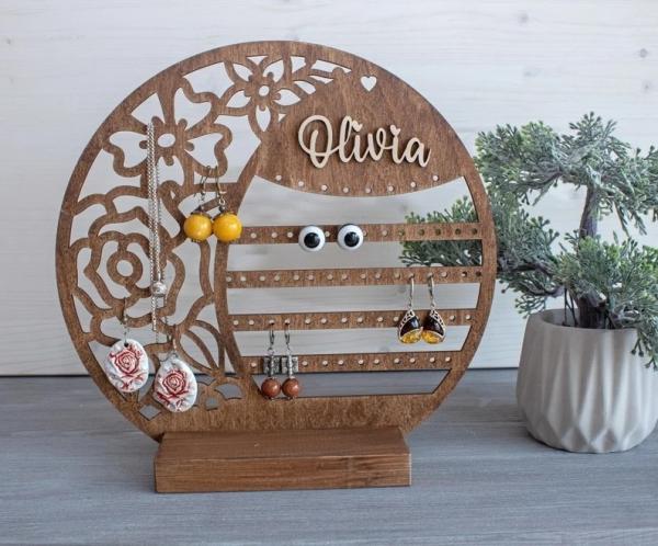 Personalized Wood Jewelry Organizer Earring Holder Wooden Jewelry Storage  Gift for any woman  Jewelry Stand
