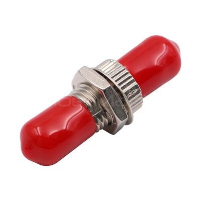 ST To ST Multimode Simplex Metal Fiber Optic Adapter/Coupler With Red Cap