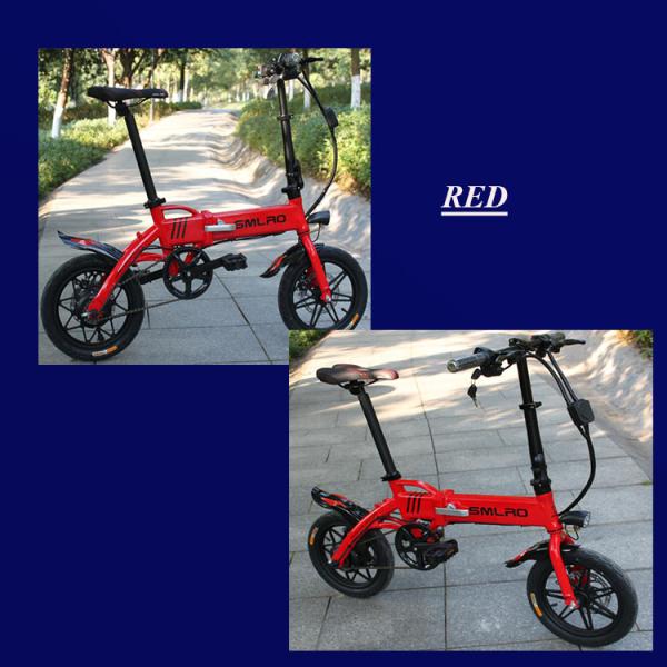 Comfortable 14 Inch Electric Bike With 250w Lithium Battery LED Headlights