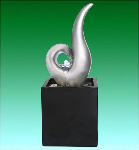 Black / Silver Color Abstract Arts Table Top Water Fountain For Indoor Ornaments