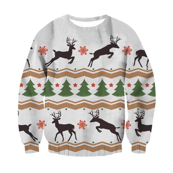 Men's 3D Digital Printing Christmas Long-sleeved Men's Women's Round Neck Sweatshirt