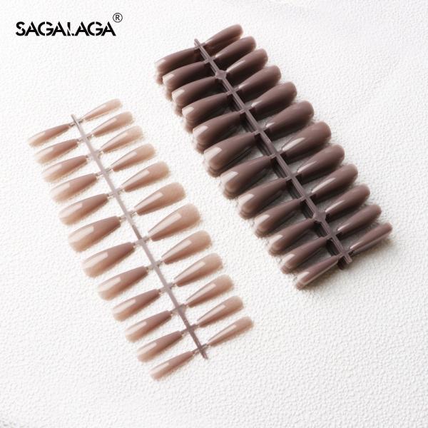 Extra Long Sculpted Full Cover Soft Gel Ballerina Nail Tips Nude Color French Jelly Gel 100% ABS