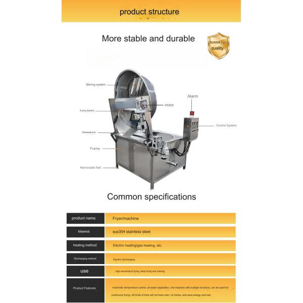 3600w Fully Automatic Batch Fryer for Potato Chips Production using Gas Frying Machine