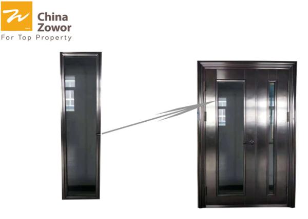 Customized 1/1.5 Hours Uequal Leaf Stainless Steel Fire Rated Doors With Spy Glass