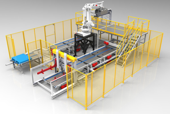 PLC Programmable Automatic Bottle Packaging Machine Robot Palletizing System