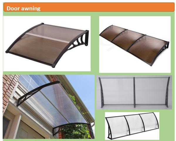 UV Protection Polycarbonate Door Awnings , Door Rain Canopy Snow Resistant