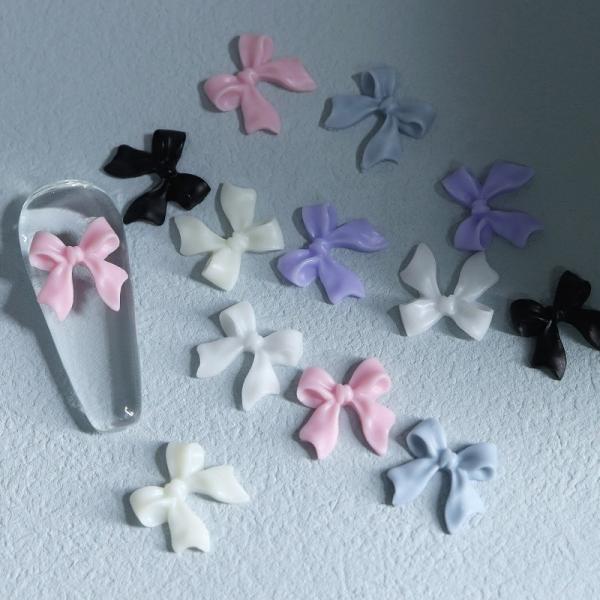 Holiday Decoration 30 Boxed Resin Bow Nail Art Accessories with Black Ribbon Printed Japanese and Korean Nail Art Stickers