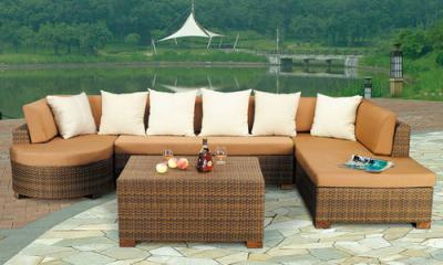 Bistro / Restaurant Leisure Rattan Sofa , Resin Wicker Patio Furniture