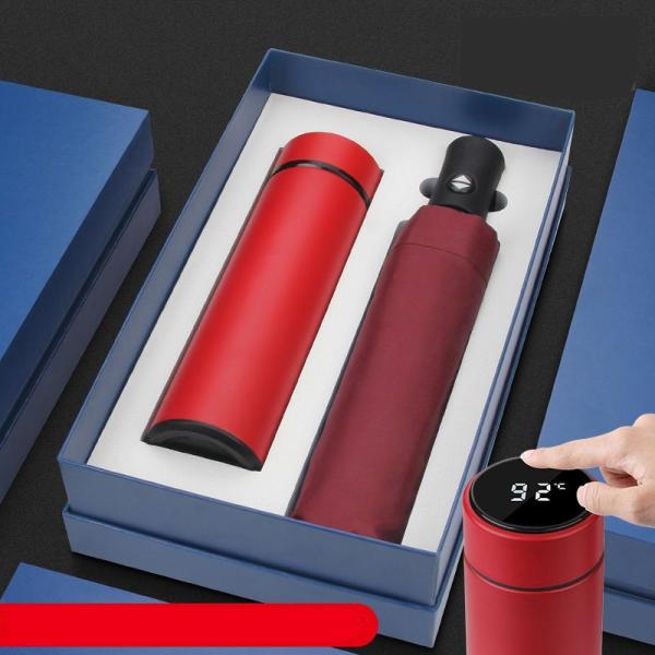 Custom Logo Umbrella Vacuum Cup and Trophy Ideal Business Gift Set for Every Occasion