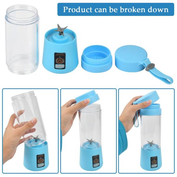 Silicone PC Electric Mini Ice Bottle Blender Home USB 2/4/6 Blades Juicer Cup Machine