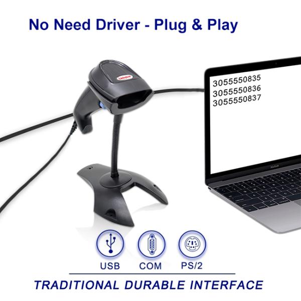ISBN ISSN Auto Induction Barcode Scanner Hands Free Barcode Reader With Stand