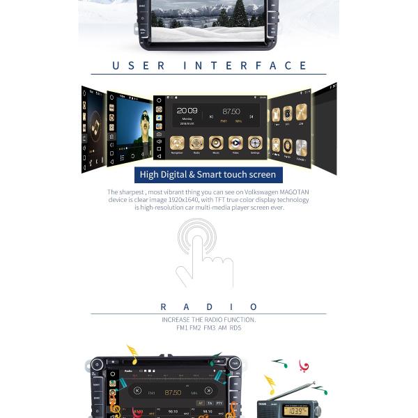 4GB RAM Android Auto Double Din Volkswagen Golf Dvd Player Front Camrea Rear Camera