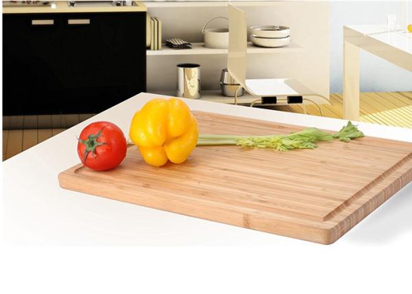 Laser Logo Bamboo Large Wooden Cutting Boards Rectangle Shaped With Juice Groove