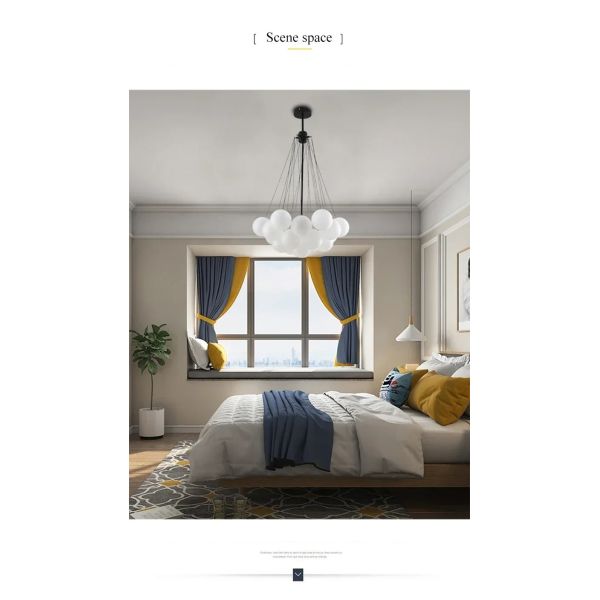 Glasses Bubble Chandeliers Nordic Frosted Glass Gold Black Pendant Light （WH-AP-669）