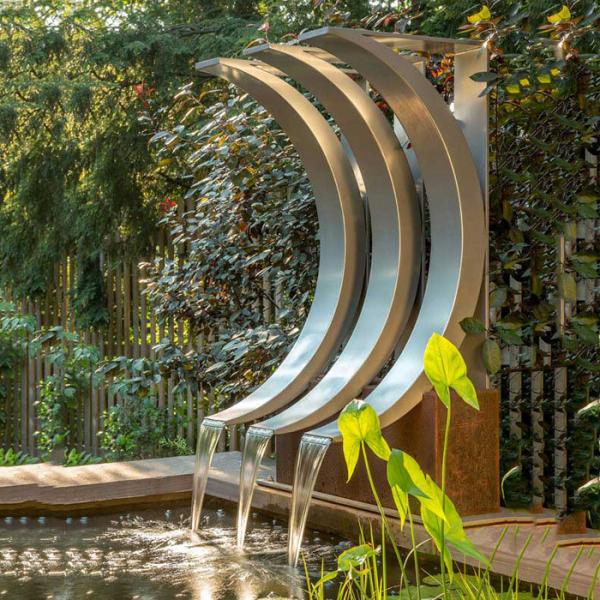 Custom Design Modern Garden Fountain Stainless Steel Outdoor Water Feature