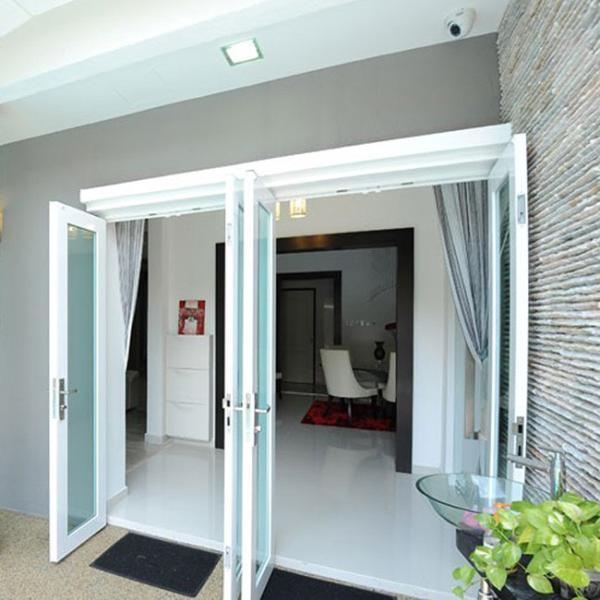 Double Glazing Tempered Glass Door Aluminium Frame , Restaurant Swing Doors Commercial