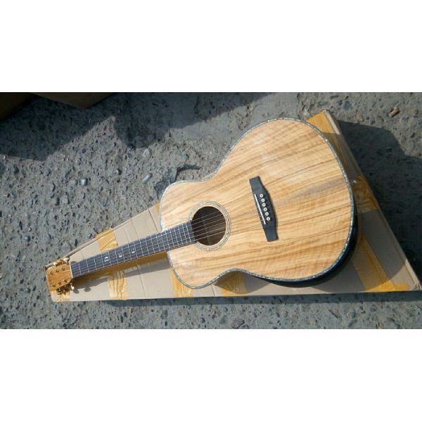 AAAA all Solid custom olive wood OM style custom guitar Gotoh tuner peg acoustic electric guitar