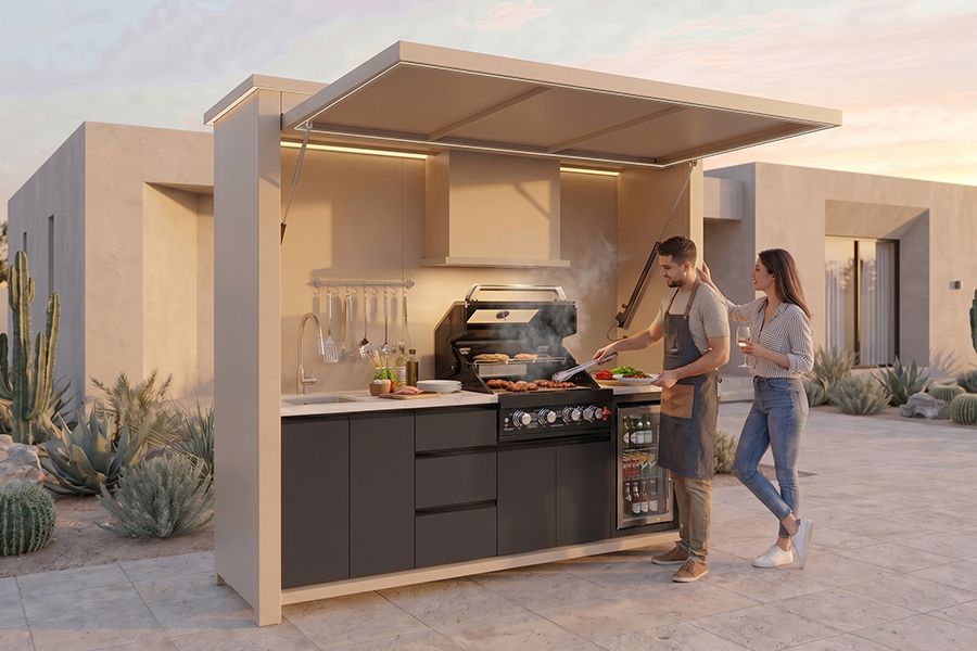 Pre Assembled Modular Outdoor Gas Grill Bbq Pod & Complete Storage