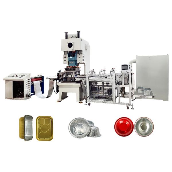 Máquina de fabricação automática de recipientes de folha de alumínio de 11 kW de alto nível de segurança para bandeja de alimentos