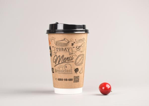 Brown Kraft Double Wall Paper Cups Biodegradable For Tea / Coffee