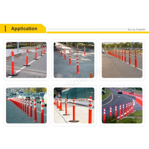 Road Safety High Visibility Warning Post PU Flexible Bollard Traffic Delineator Post For Roadway Use