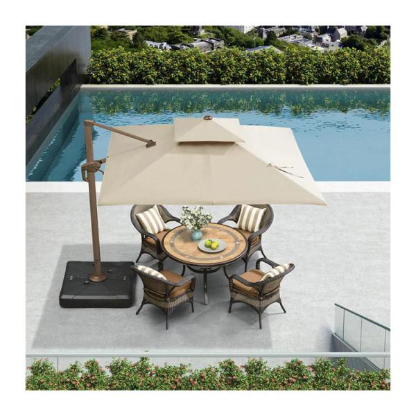360 Degree Rotating Offset Patio Umbrella with LED Light Your Garden's Ideal