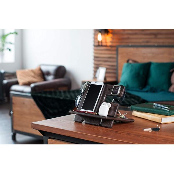 Laser Engraved Wooden Lazy Holder Custom Cell Phone Stand with Phonestand and Pen Slot
