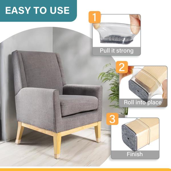 Cadeira de silicone Protectores de piso para pernas Mobiliário de feltro de silicone almofadas para pernas Caps Covers For Hardwood Floors Fit: 1.3' - 2'