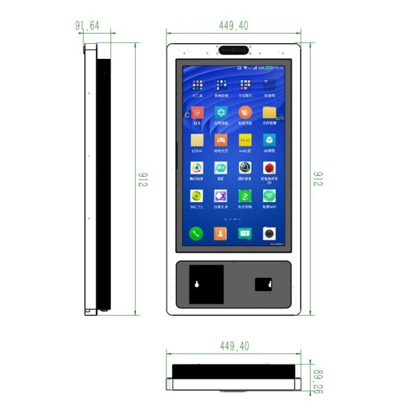 27 inch Android Systems QR Scanner Self Checkout Interactive Kiosk Supermarket Touch Screen Self-service Ordering Machine
