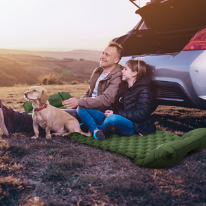Inflatable Sleeping Pad for Camping, Extra Thickness 3.9 Inch Camping Pad with Pillow, Quick Inflation by Stamping