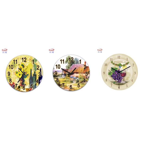 Decorative Custom Small Decor Decoration Bedroom UV Clock Glass Wall Large Sublimation Everyday