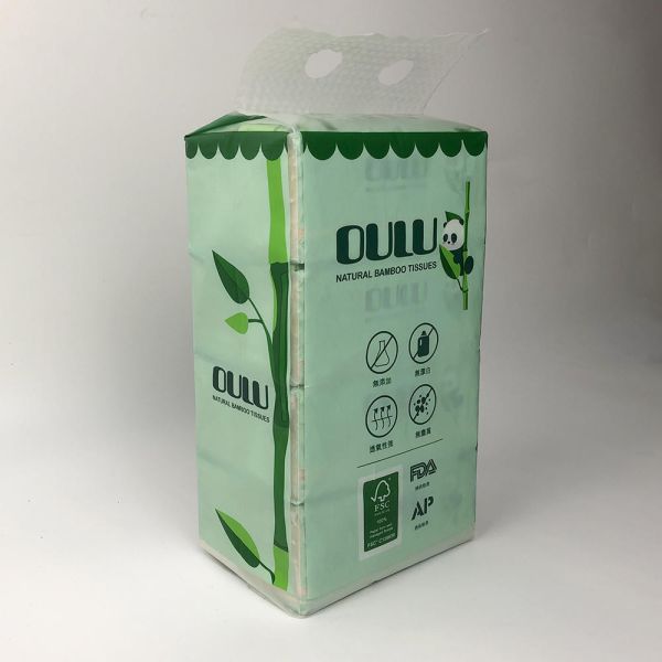 High quality Home office Unbleached bamboo pulp soft 2ply rectangular facial tissue