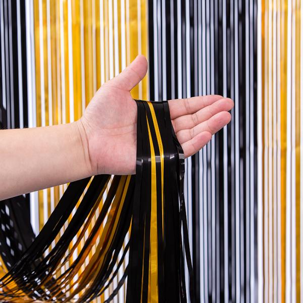 Gold Black Foil Curtain Modern Style Tassel Rain Curtain In Fun Birthday Party Decoration