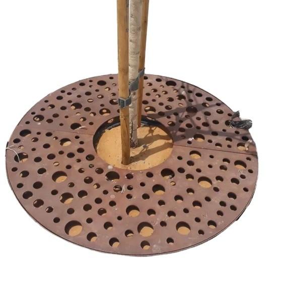 Pre weathered Corten Steel Landscape Round Tree Grates OEM ODM
