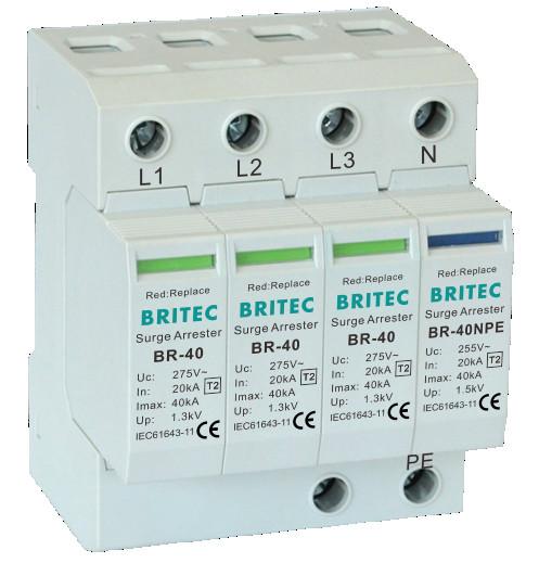 BR-40 2P 150V-440V Surge Protection Device 20kA-200kA Spd Lightning surge arrester