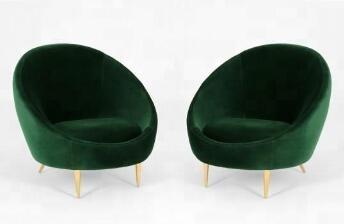 2018 new style velvet fabric stainless steel legs single chair,green fabric upholsteryliving room single sofa