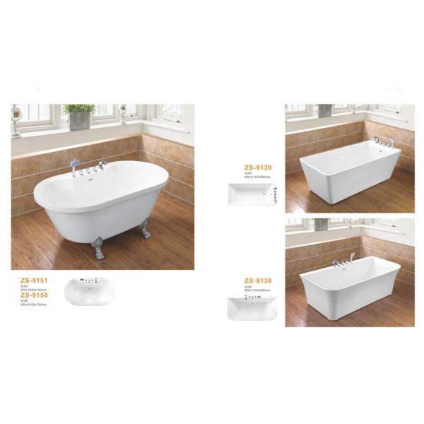 Various Size Acrylic Massage Bathtub / Acrylic Freestanding Tub White Color