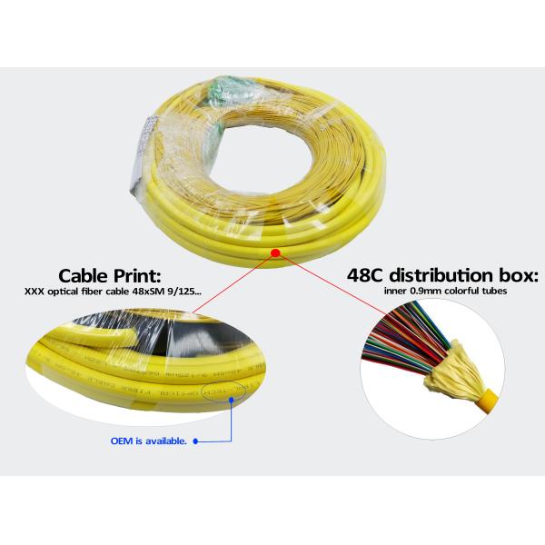 48 желтый цвет LC APC LSZH Corning гибкого провода пачки собрания 2.0mm ядров GJFJV Пре-прекращенный оптическим волокном