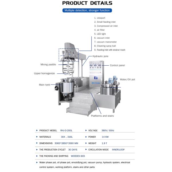 Making Machine Vacuum Homogenizer Emulsifying Mixing Machine for Cosmetics