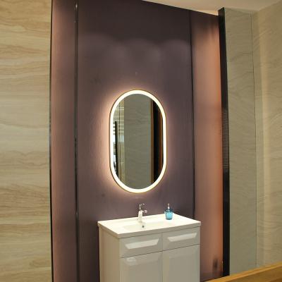 Espelho de parede emoldurado oval de aço inoxidável com luz LED Luxury Color Gold W60xH100cm