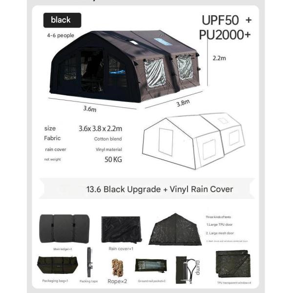 Army Green Air Inflatable Camping Tent 13.6 Outdoor Free Construction One Room One Living Room Ridge Rainproof