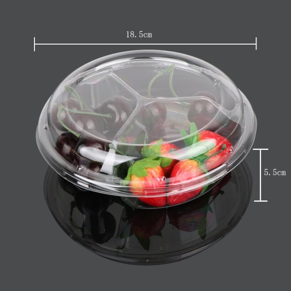 Round Covered 18.5*18.5*5.5cm Plastic Food Tray Packaging