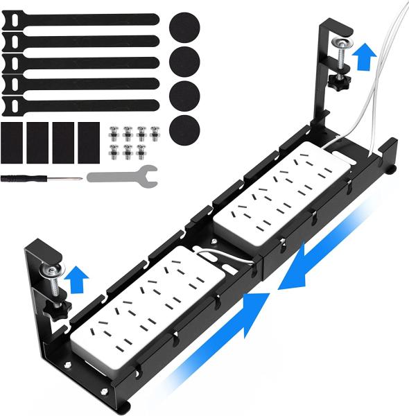 Retractable Cable Organizer for Desk No Drill No Damage Sturdy Metal Wire Under Desk