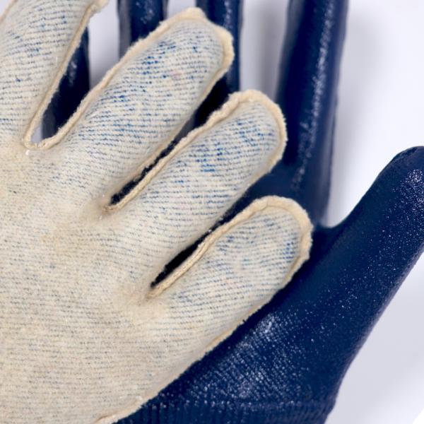 Blue Fully Coated Nitrile Gloves Customized Men Chemical And Heat Resistant Gloves